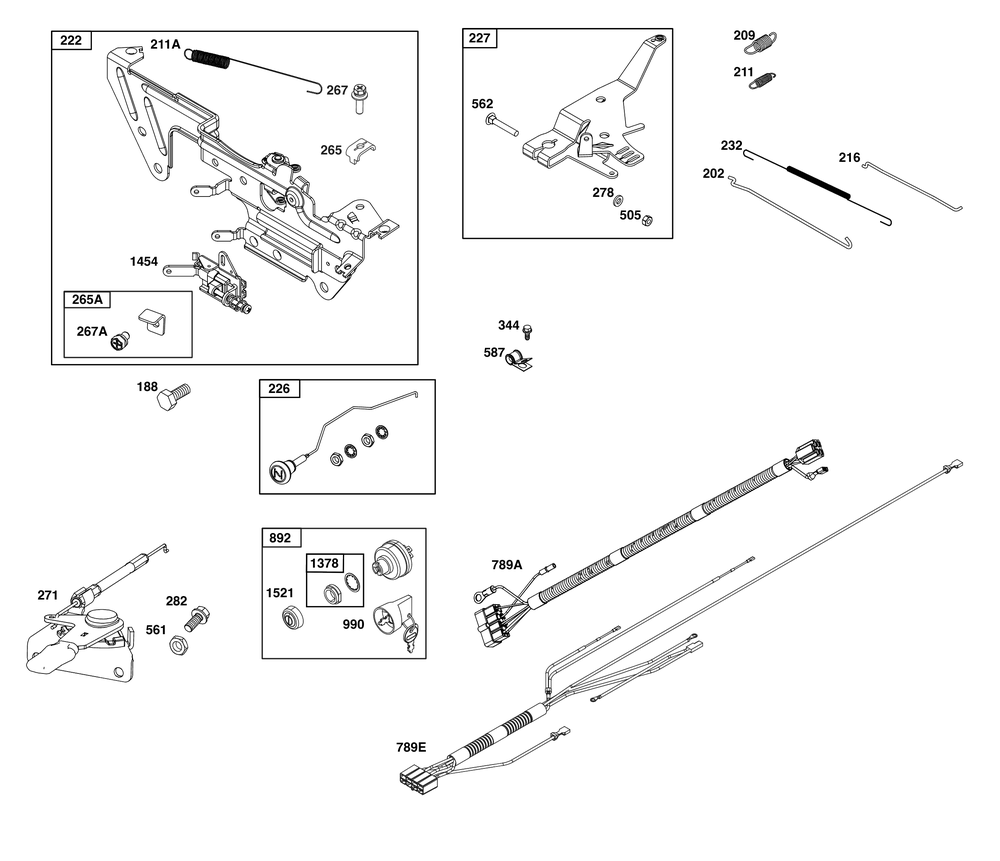 Controls Group Diagram and Parts List for 613477-0272-J1 400000 - 699999 Briggs and Stratton Engine
